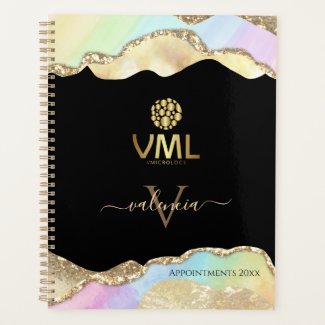 VML Gold Glitter & Pastel Waves Appointment Book Planner
