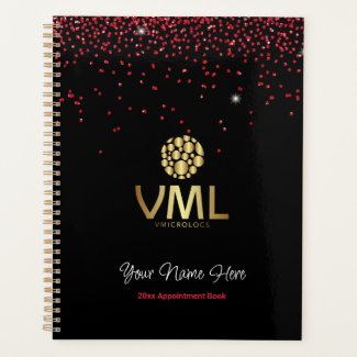 VML Red Glitter Black Background Weekly Monthly Planner