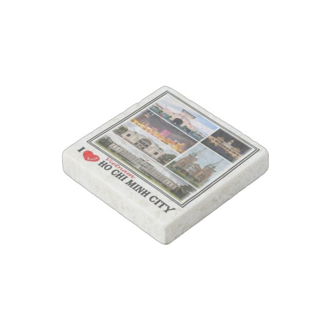 VN Vietnam - Ho Chi Minh City - I Love Mosaic - Stone Magnet (Angled)