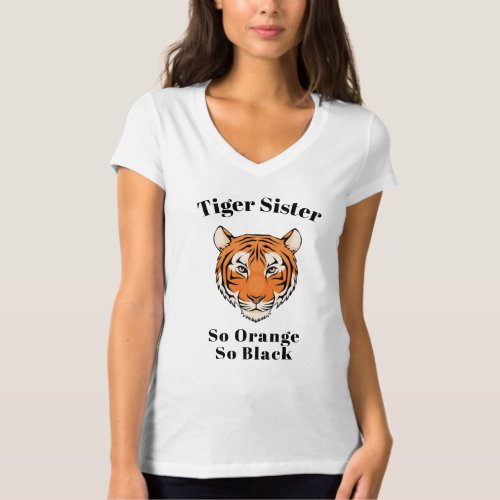Vneck Tiger Sister so orange so black t_shirt