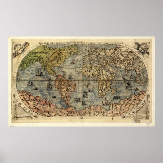 Vniversale descrittione World Map (1565) Poster (Front)