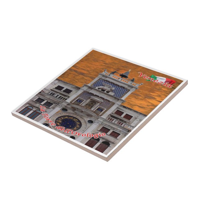 VNT057 VENICE, The Clock Tower,  Italy, Ceramic Tile (Side)