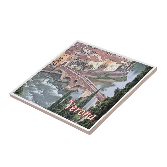 VNT085 VERONA, Roman Bridge, Verona, Italy, Ceramic Tile (Side)