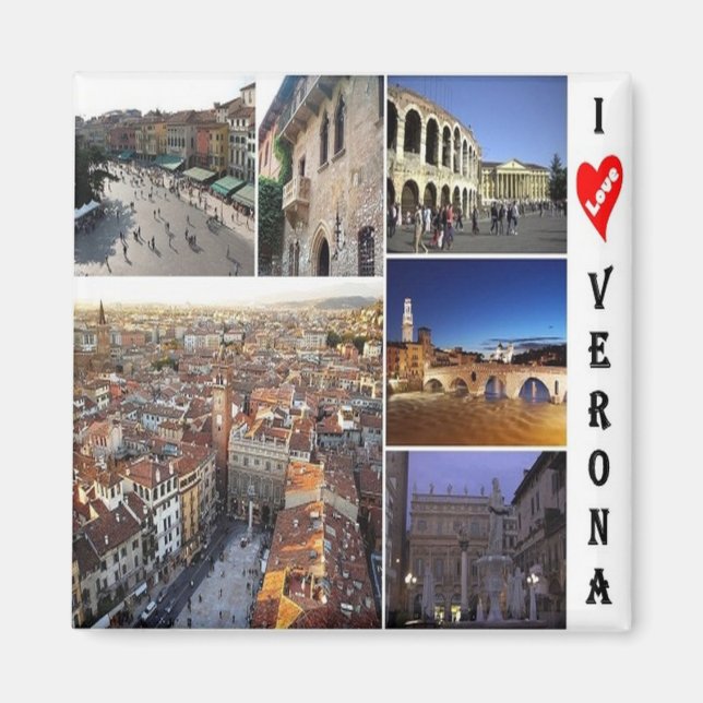 VNT089 VERONA I Love, Mosaic, Italy, Fridge Magnet (Front)