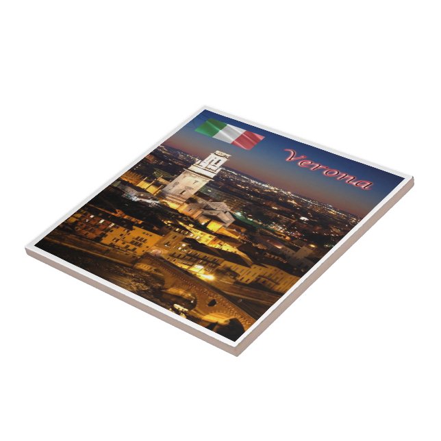 VNT092 VERONA, Cathedral & Stone Bridge, Ceramic Tile (Side)