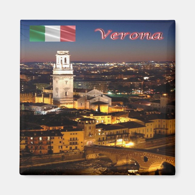 VNT092 VERONA, Cathedral & Stone Bridge, Fridge Magnet (Front)