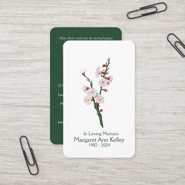 Vntage Blossom Floral Photo Prayer Card (Front/Back In Situ)