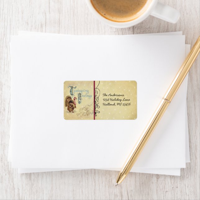 Vntage Font Thanksgiving Greeting Antique Postcard Label (Insitu)