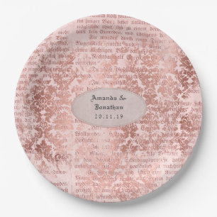 Vntage Rose Gold Shabby-Chic Wedding Paper Plates