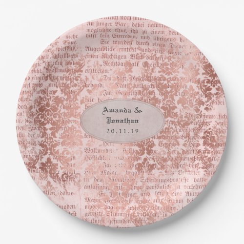 Vntage Rose Gold Shabby_Chic Wedding Paper Plates