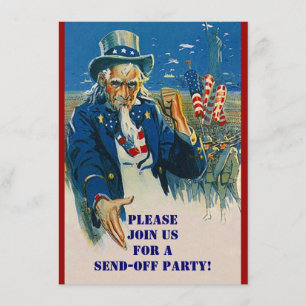 Vntg Uncle Sam Military Send Off Party Invitations