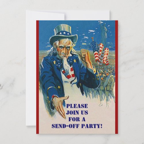 Vntg Uncle Sam Military Send Off Party Invitations