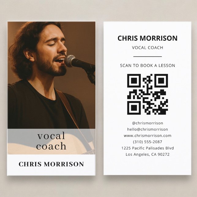 Vocal Coach QR Code Photo Business Card (Creator Uploaded)