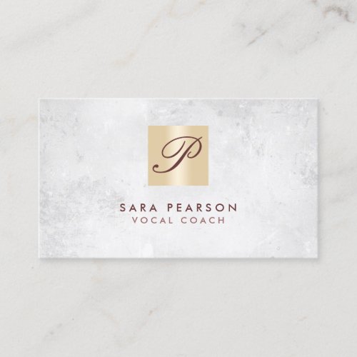 Vocal Coach Singing Lessons Gold Monogram Business Card