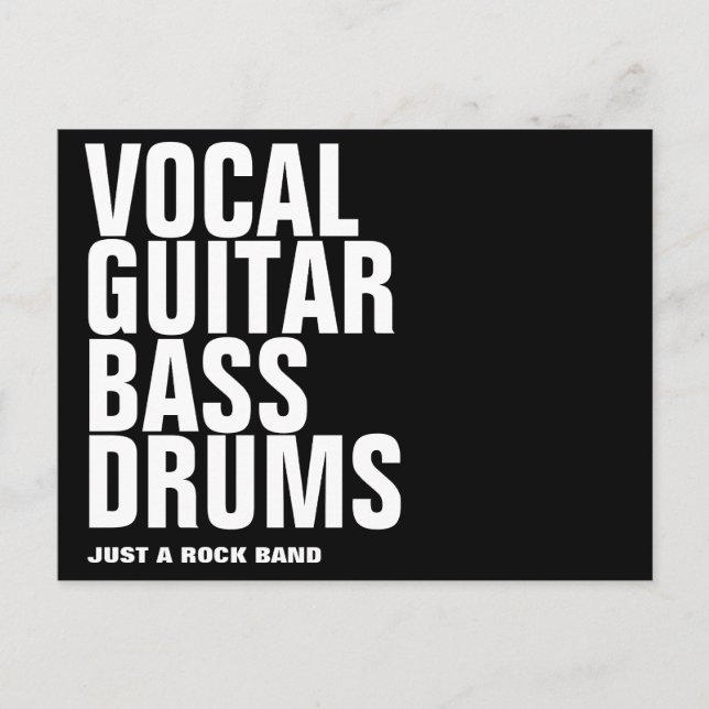vocal, guitar, bass, drums... rock postcard (Front)