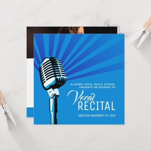 Vocal recital classic microphone music blue invitation