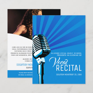 Vocal recital classic microphone music blue invitation