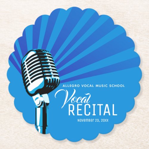 Vocal recital classic microphone music blue  paper coaster