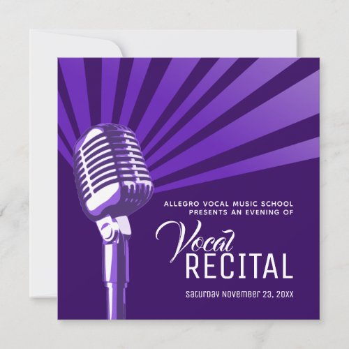 Vocal recital classic microphone music purple invitation
