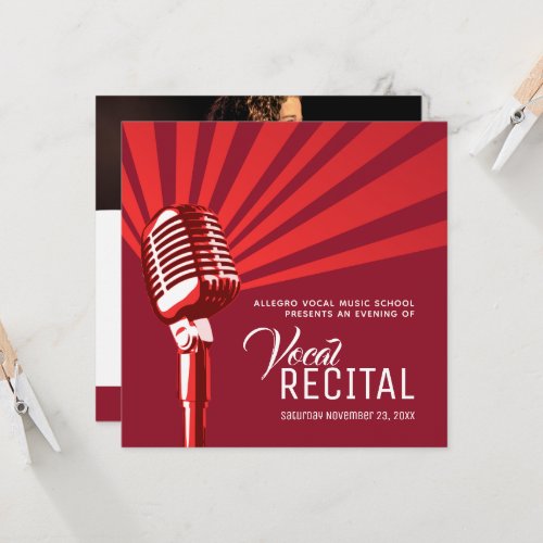 Vocal recital classic microphone music red invitation