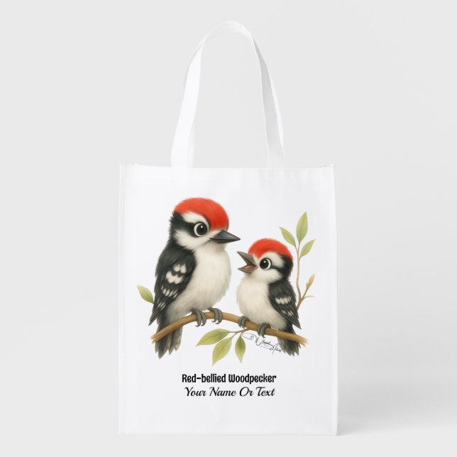 Vocal Red-bellied Woodpecker Grocery Bag (Front)