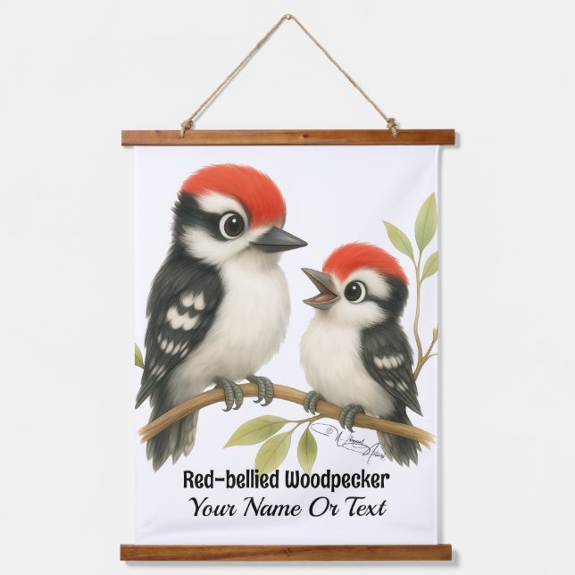 Vocal Red-bellied Woodpecker Hanging Tapestry (Front)