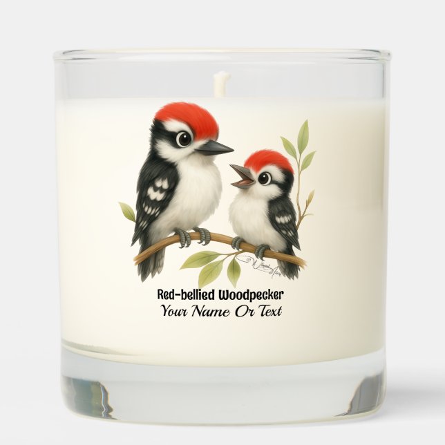 Vocal Red-bellied Woodpecker Scented Candle (Front)