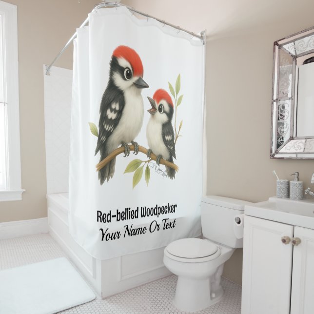Vocal Red-bellied Woodpecker Shower Curtain (In Situ)