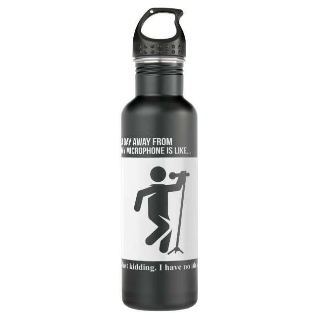 Vocalist A Day Away From Microphone Stainless Steel Water Bottle (Front)