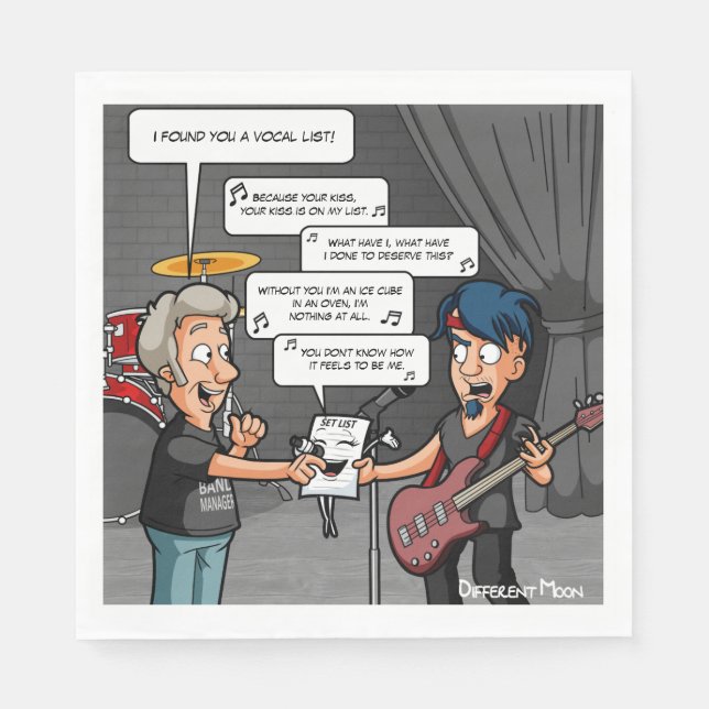 Vocalist Music Humor Funny Pun Party Napkins (Front)