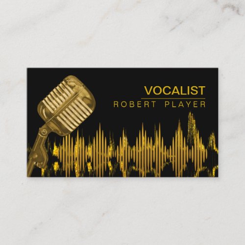Vocalist Singer DJ Music Teacher Microphone Gold B Business Card