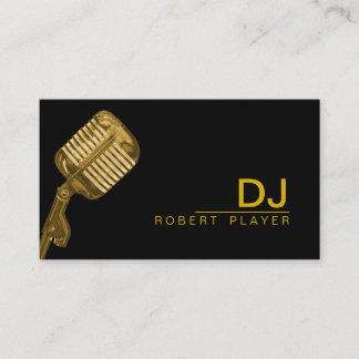 Vocalist Singer DJ Music Teacher Microphone Gold Business Card