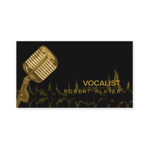Vocalist Singer DJ Music Teacher Microphone Gold Business Card