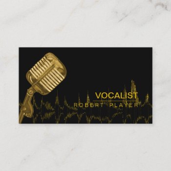 Vocalist Singer Dj Music Teacher Microphone Gold Business Card by tsrao100 at Zazzle