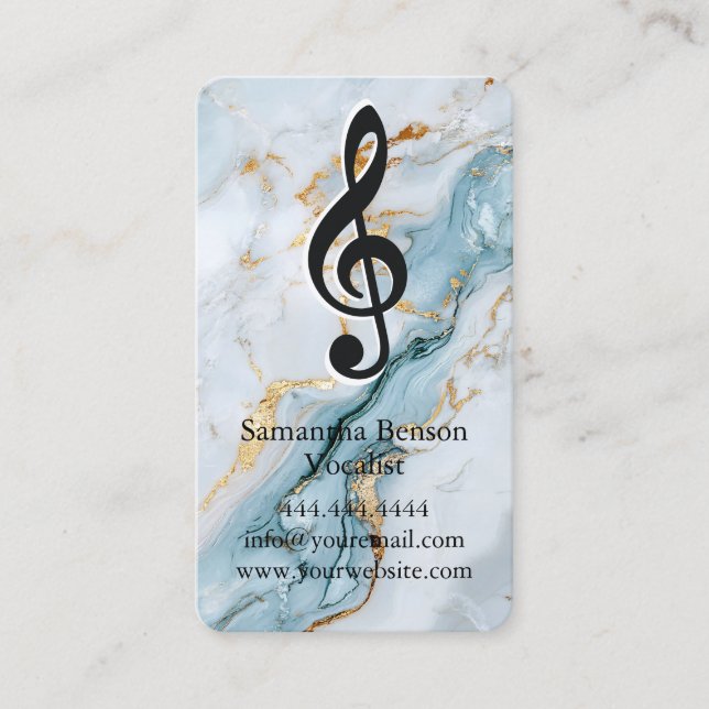 Vocalist Singer Musical Clef Logo Black White Business Card (Front)