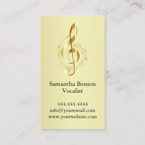 Vocalist Singer Musical Clef Logo Gold Music Business Card