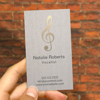 Vocalist Singer Musical Clef Logo Linen Music Business Card by cardfactory at Zazzle