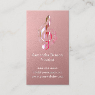 Vocalist Singer Musical Clef Logo Rose Gold Music Business Card