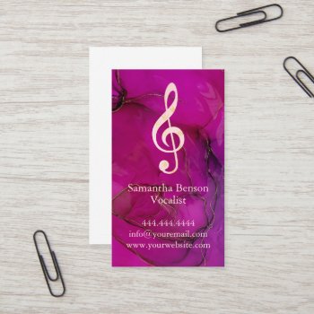 Vocalist Singer Musical Clef Logo Rose Gold Music  Business Card by sunglos at Zazzle