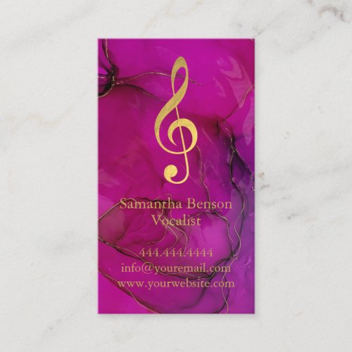 Vocalist Singer Musical Clef Logo Rose Gold Music  Business Card