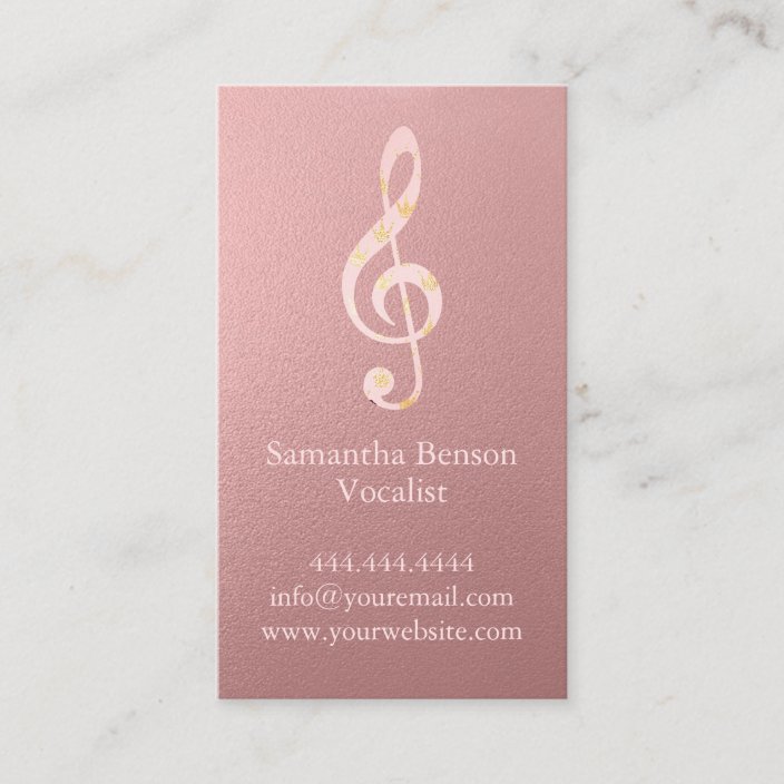 Vocalist Singer Musical Clef Logo Rose Gold Music Business Card Zazzle Com