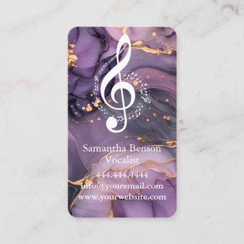 Vocalist Singer Musical Clef Logo Rose Gold Music  Business Card