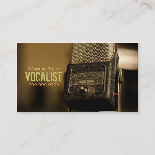 Customizable Vocalist, Singer, Performer, Music, Lessons Mic Business Cards