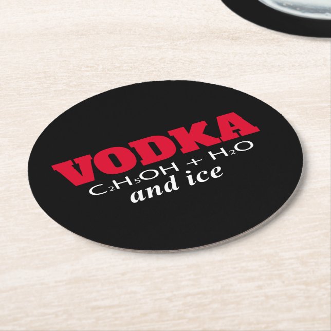Vodka and ice round paper coaster (Angled)