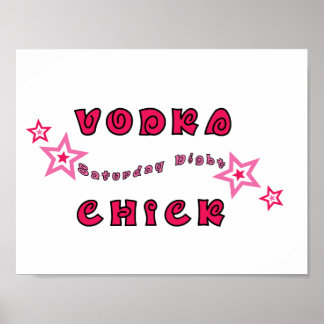 VODKA CHICK GIRLY PINK STARS GRAPHICS LOGO MOTTO A POSTER