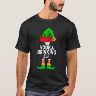Vodka Drinking Elf Matching Family Christmas T-Shirt