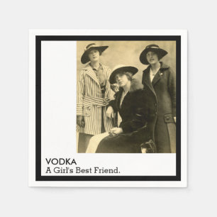 Vodka Girls Best Friend Vintage Women Funny Quote Napkins