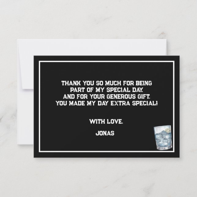 Vodka let's party adults birthday thank you card (Front)