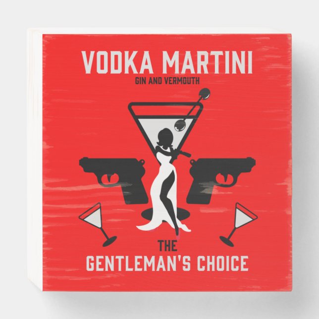 Vodka Martini Drink Gift Wooden Box Sign (Front Horizontal)
