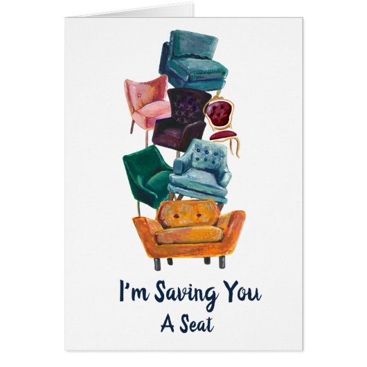 Vogue & Trendy Stacked Chairs Illustration Cards (Front)